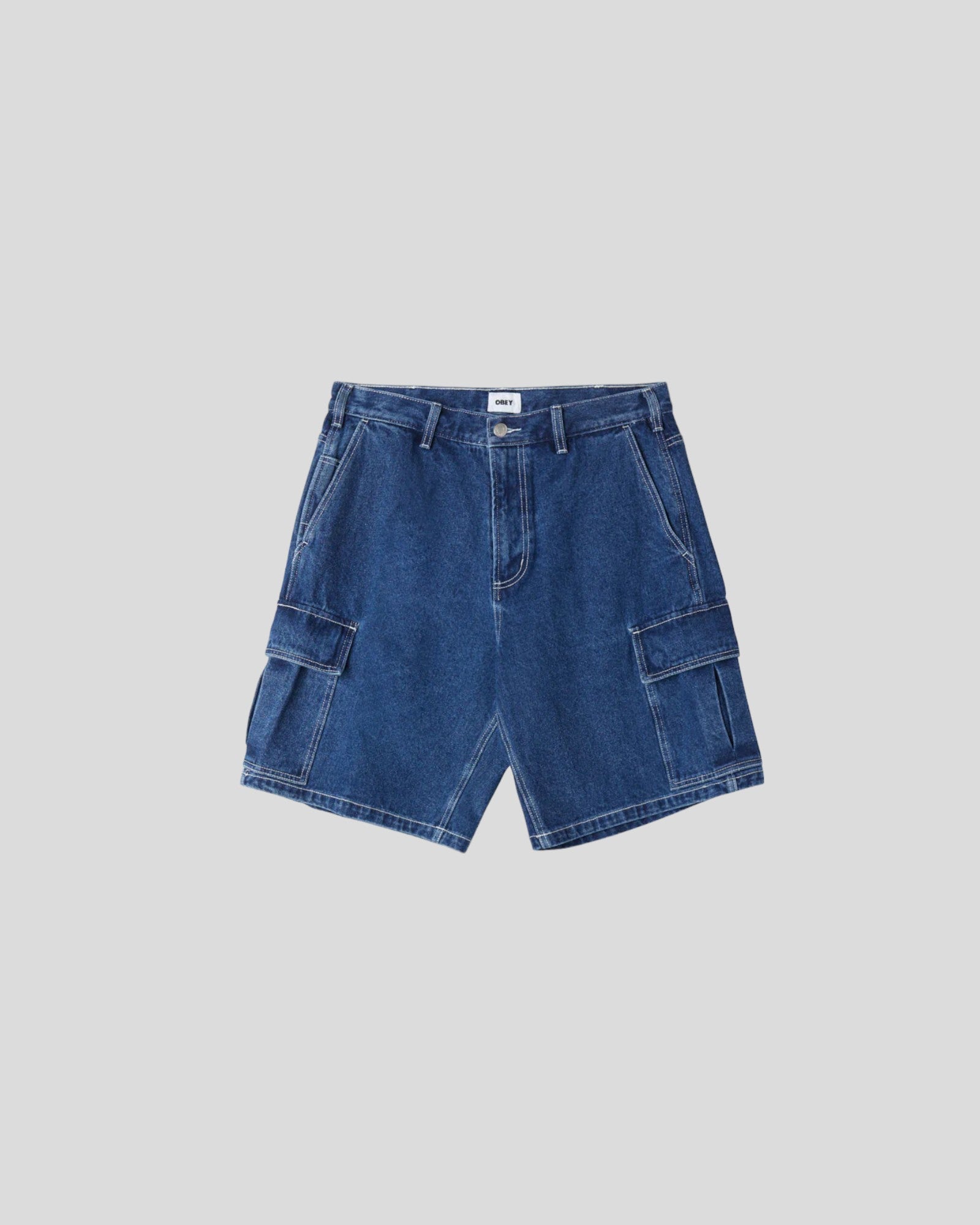 Obey Bigwig Baggy Denim Cargo Short Stone Wash Indigo Obey Bigwig Baggy Denim Cargo Short Stone Wash Indigo