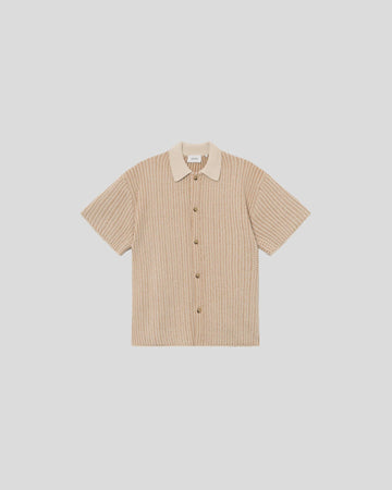 Les Deux || Easton Knitted Shirt - Camel Ivory