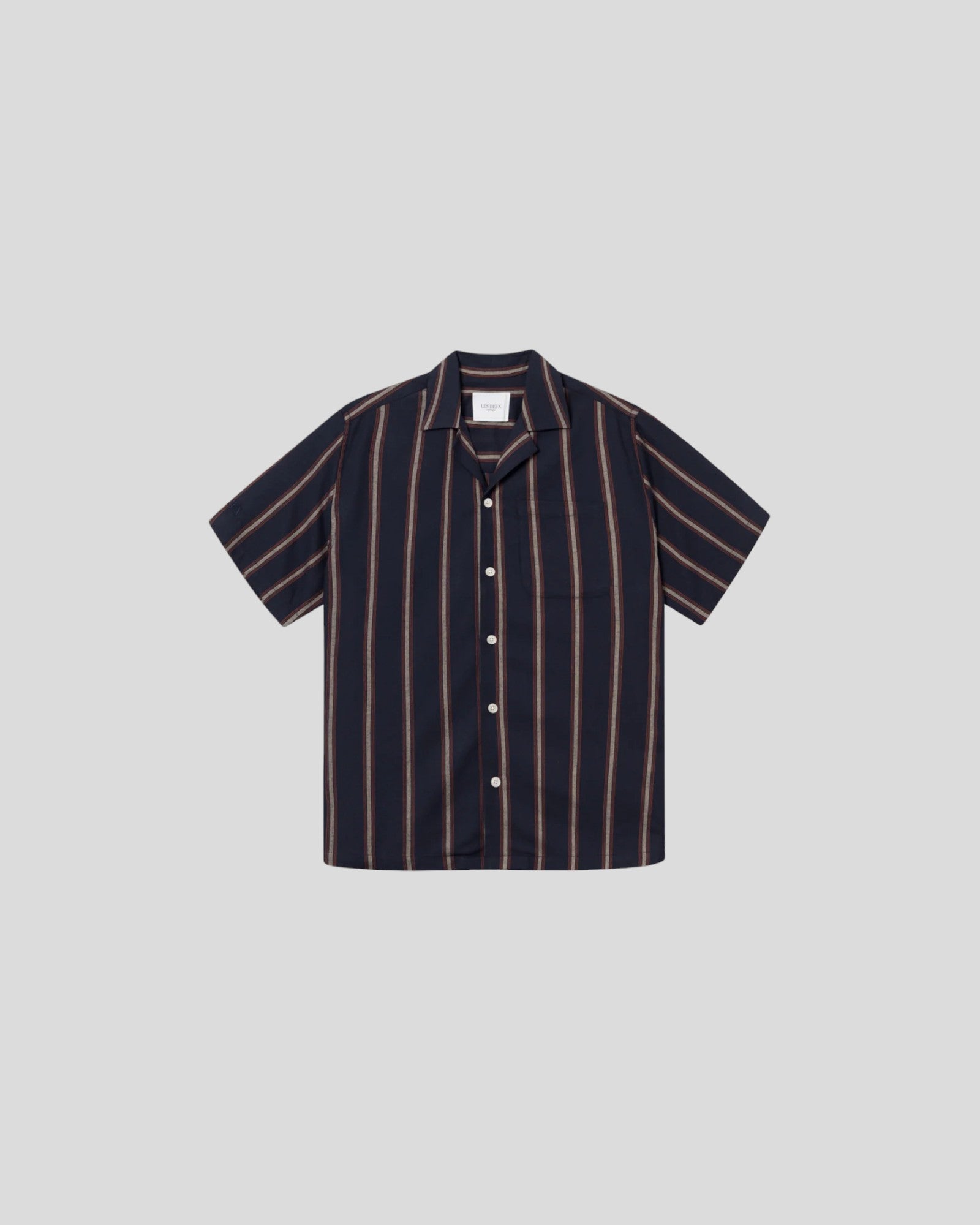 Les Deux || Lawson Stripe Shirt - Dark Navy/ Light Camel