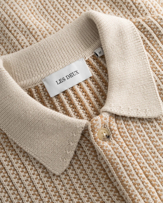 Les Deux || Easton Knitted Shirt - Camel Ivory