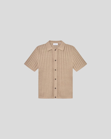 Les Deux || Floyd Linen Knitted SS Shirt - Irish Cream Les Deux