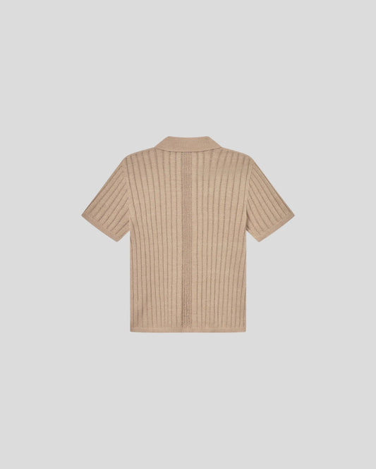 Les Deux || Floyd Linen Knitted SS Shirt - Irish Cream Les Deux