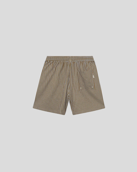 Les Deux || Stan Stripe Seersucker Swimshort - Plant Green Les Deux