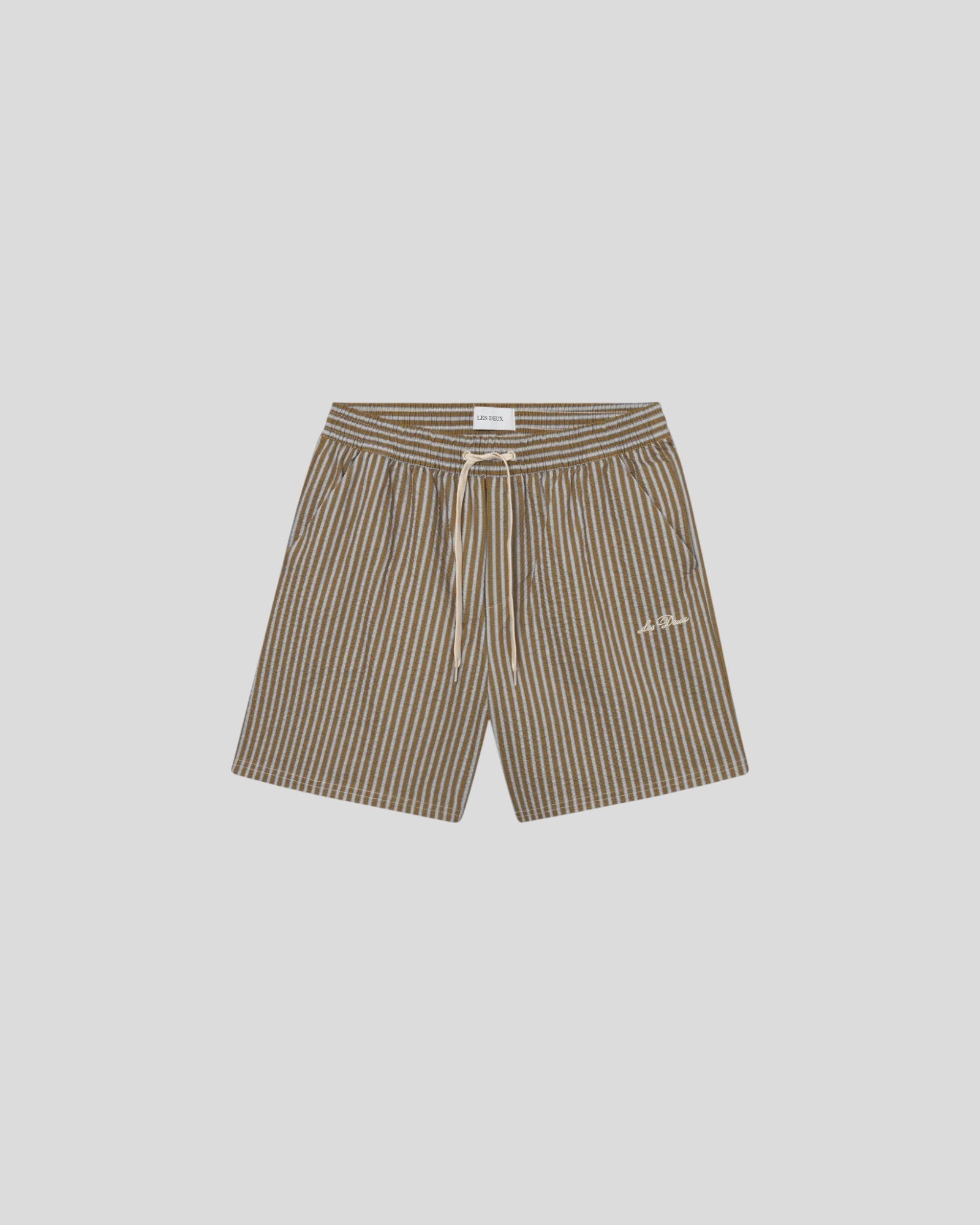 Les Deux || Stan Stripe Seersucker Swimshort - Plant Green Les Deux