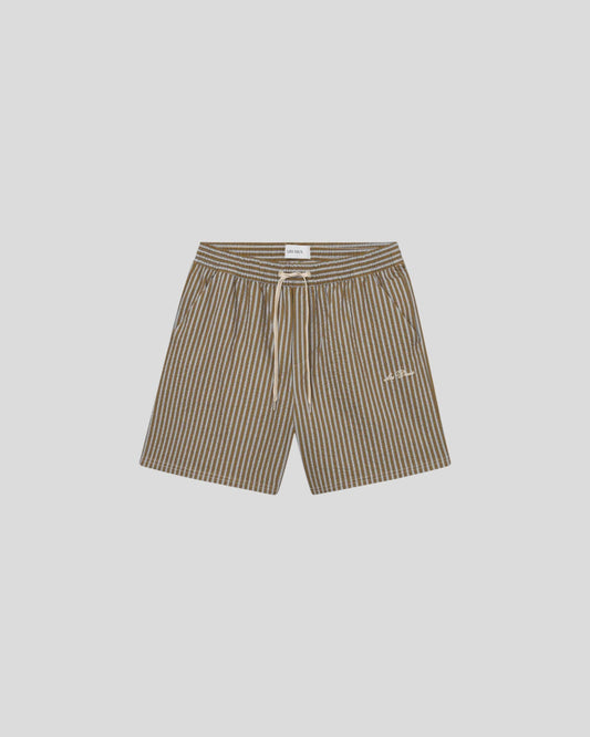 Les Deux || Stan Stripe Seersucker Swimshort - Plant Green Les Deux