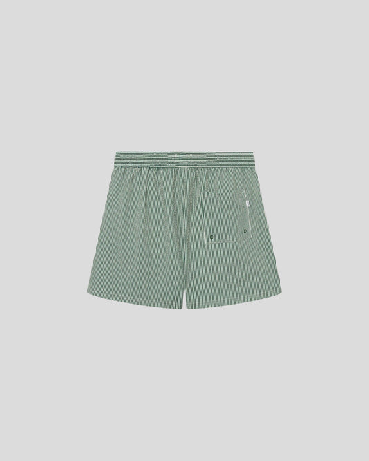 Les Deux || Stan Stripe Seersucker Swimshort - Evergreen Les Deux