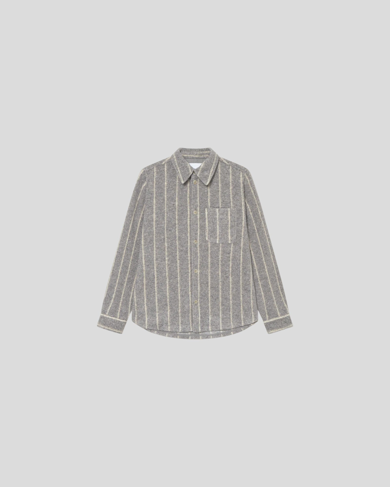 Les Deux || Lennon Wool Pinstripe Overshirt - Grey Melange Les Deux