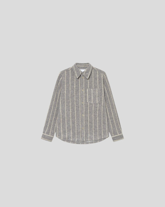 Les Deux || Lennon Wool Pinstripe Overshirt - Grey Melange Les Deux