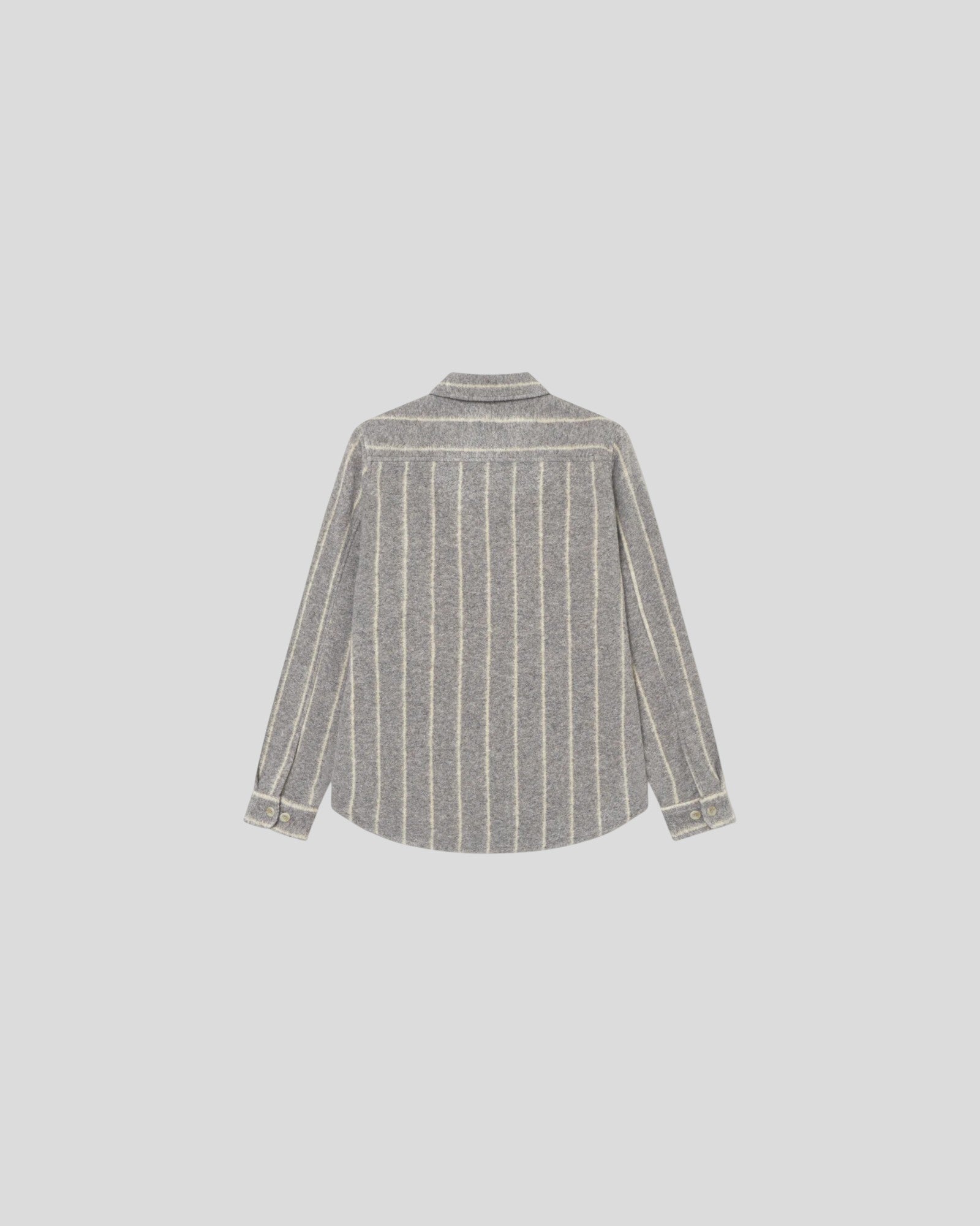 Les Deux || Lennon Wool Pinstripe Overshirt - Grey Melange Les Deux