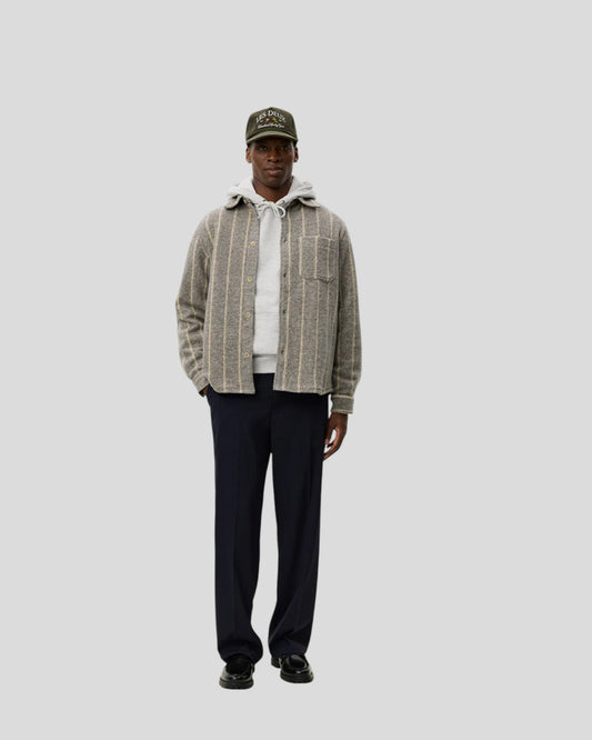 Les Deux || Lennon Wool Pinstripe Overshirt - Grey Melange Les Deux