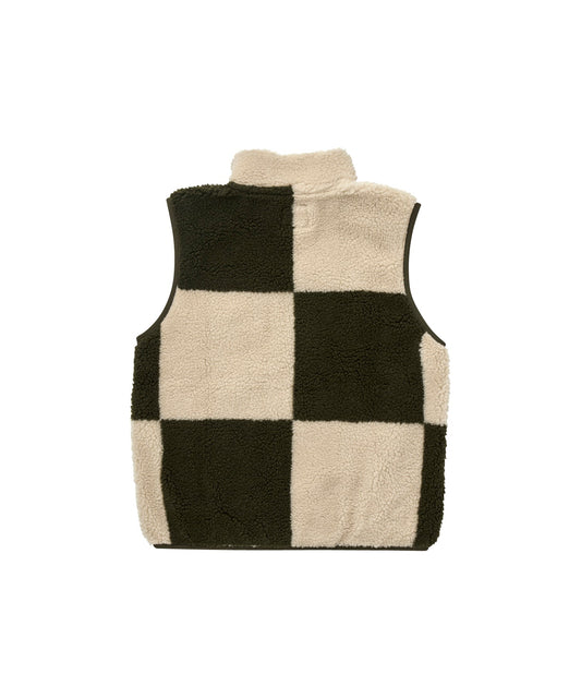 Gramicci || Checkered Sherpa Vest - Natural / Olive Check Gramicci