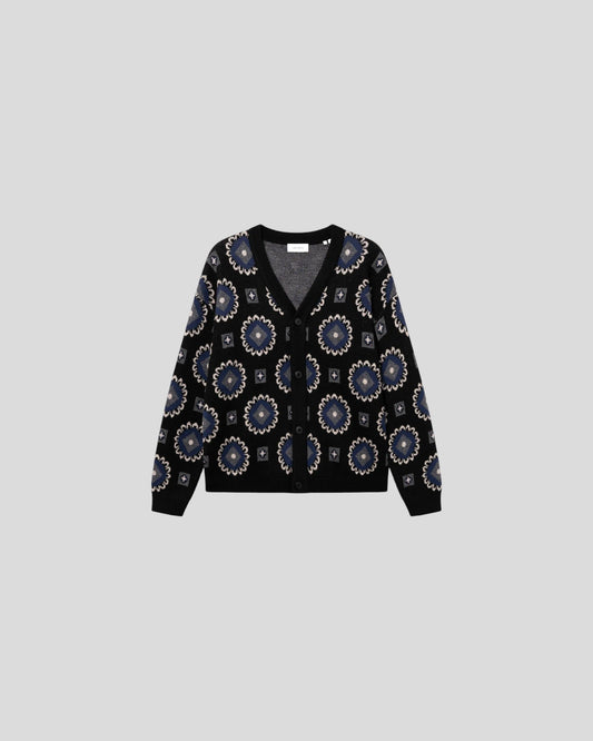 Les Deux || Aro Paisley Cardigan - Black/ Blueprint Les Deux