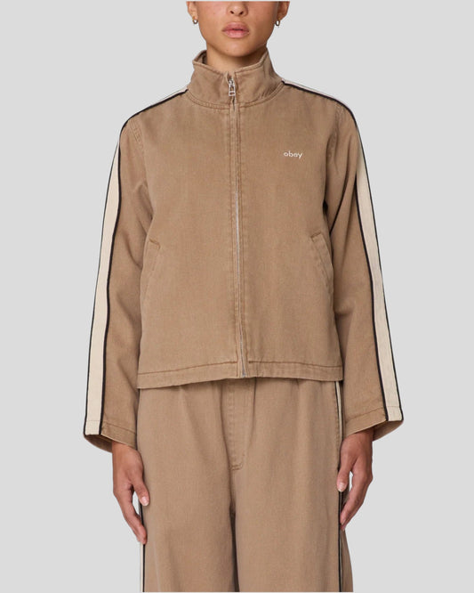Obey || Astrid Stripe Jacket - Tan faded Wash Obey