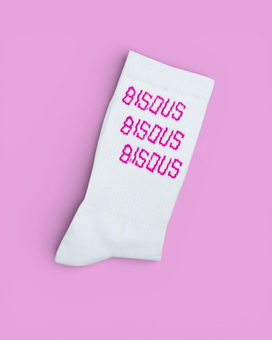 Bisous Bisous || Sock Bisous x3 - White/Pink - M' Bisous Skateboards