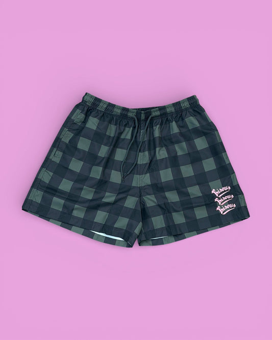 Bisous Bisous || Swimshort Gianni - Green Check - M' Bisous Skateboards