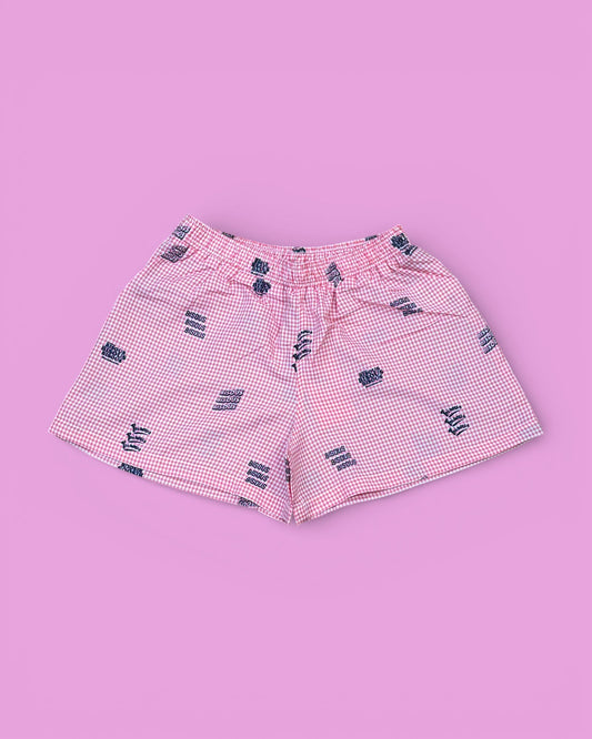 Bisous Bisous || Pyjama Short - Pink - M' Bisous Skateboards