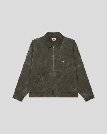 Obey || Workman Zip Jacket - Black / Olive Wrinkle Wash - M" Obey