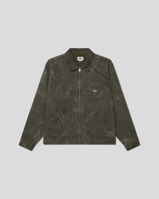 Obey || Workman Zip Jacket - Black / Olive Wrinkle Wash - M" Obey