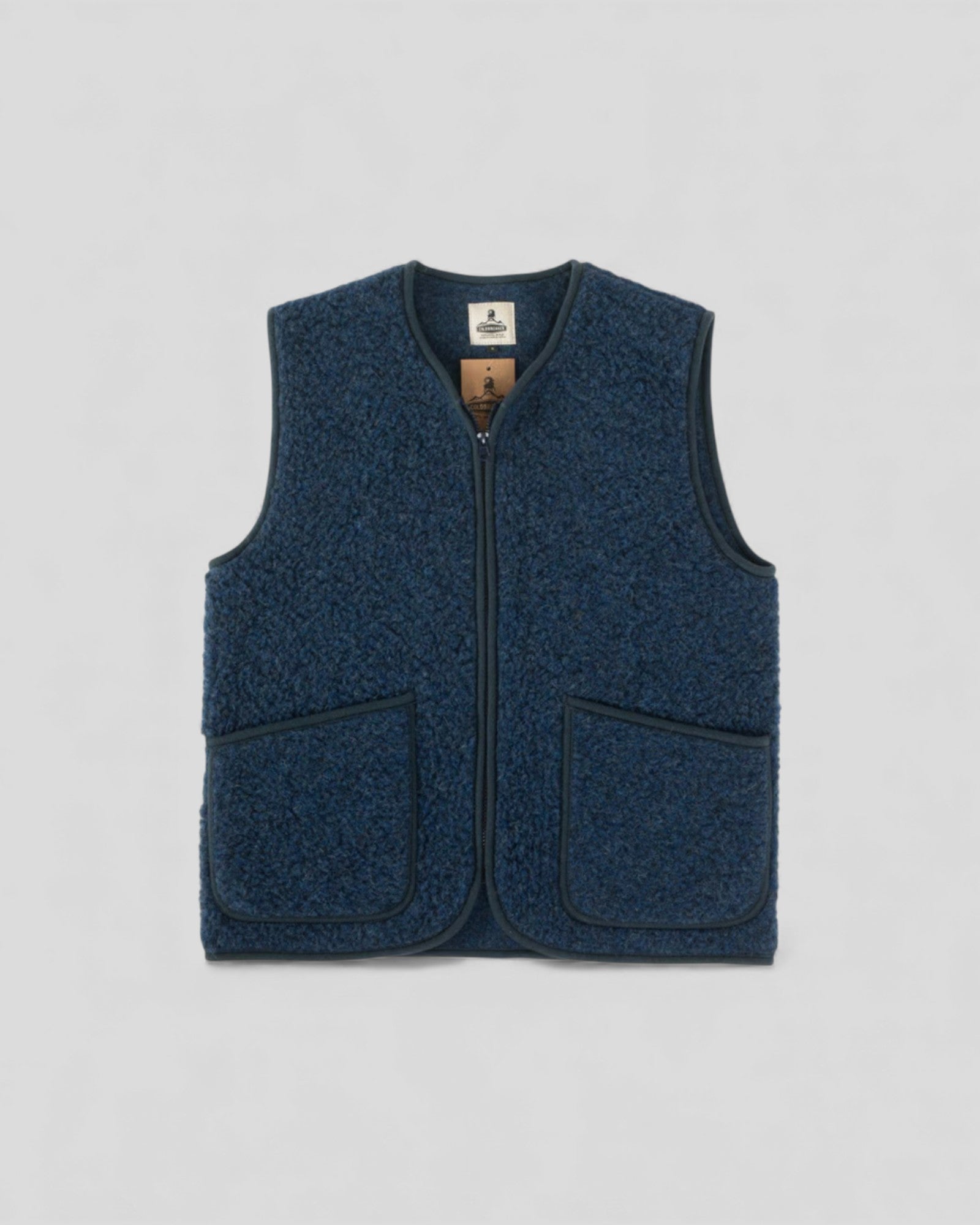 Gilet sans manches Coldbreaker Pepitko Vest en laine bouclée, couleur DarkBlue, vue de face