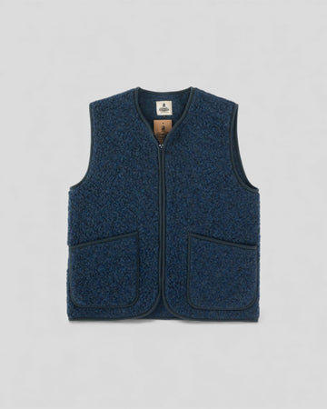 Gilet sans manches Coldbreaker Pepitko Vest en laine bouclée, couleur DarkBlue, vue de face
