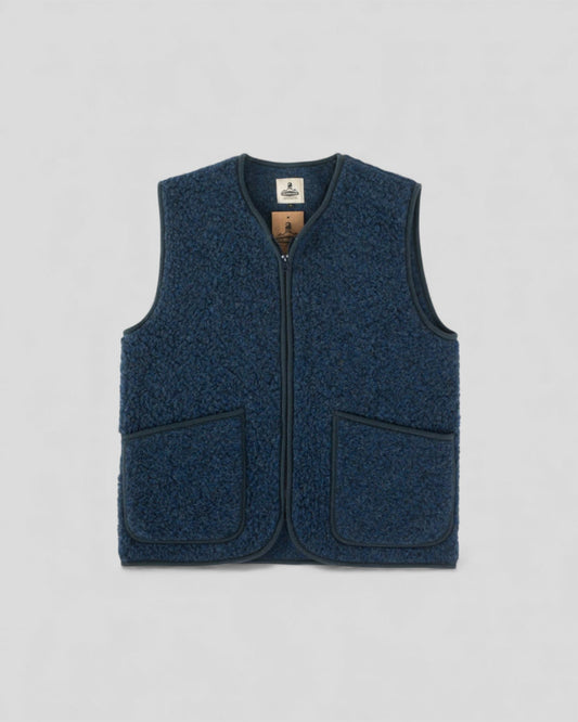 Gilet sans manches Coldbreaker Pepitko Vest en laine bouclée, couleur DarkBlue, vue de face