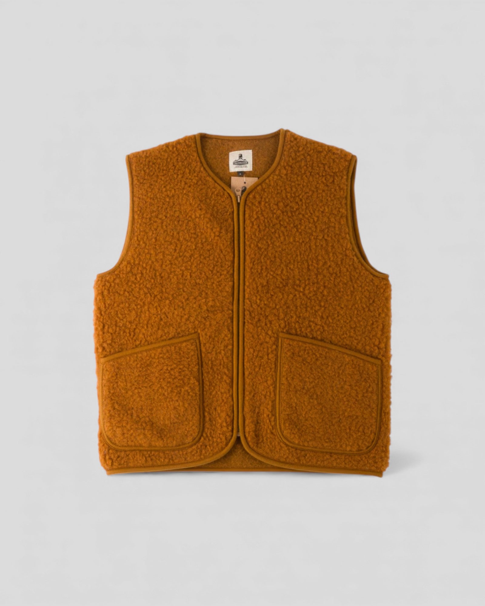 Gilet sans manches Coldbreaker Pepitko Vest en laine bouclée, couleur Fox, vue de face