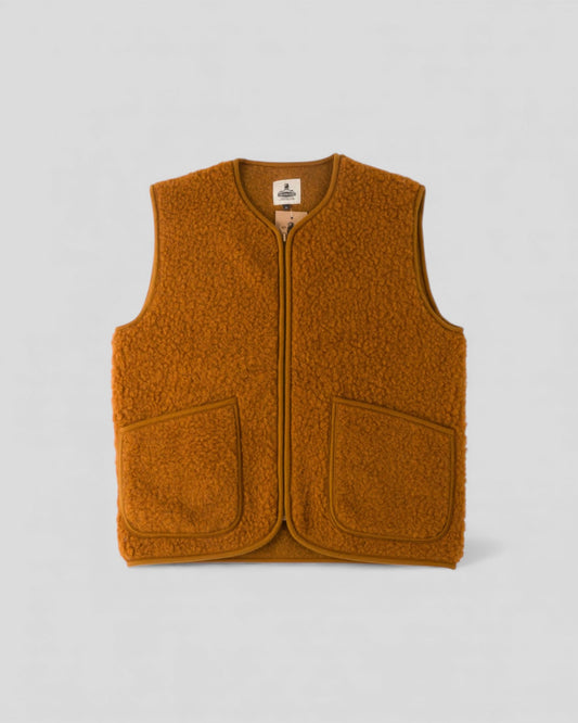 Gilet sans manches Coldbreaker Pepitko Vest en laine bouclée, couleur Fox, vue de face