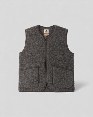 Gilet sans manches Coldbreaker Pepitko Vest en laine bouclée, couleur Graphite, vue de face