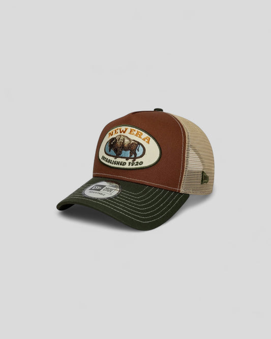 New Era || A-Frame Animal Patch Trucker - Brown/Khaki - M’ New Era