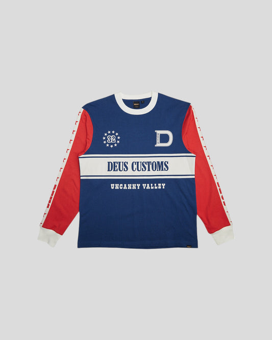 Deus || Round Up Ls Tee - Red / Blue