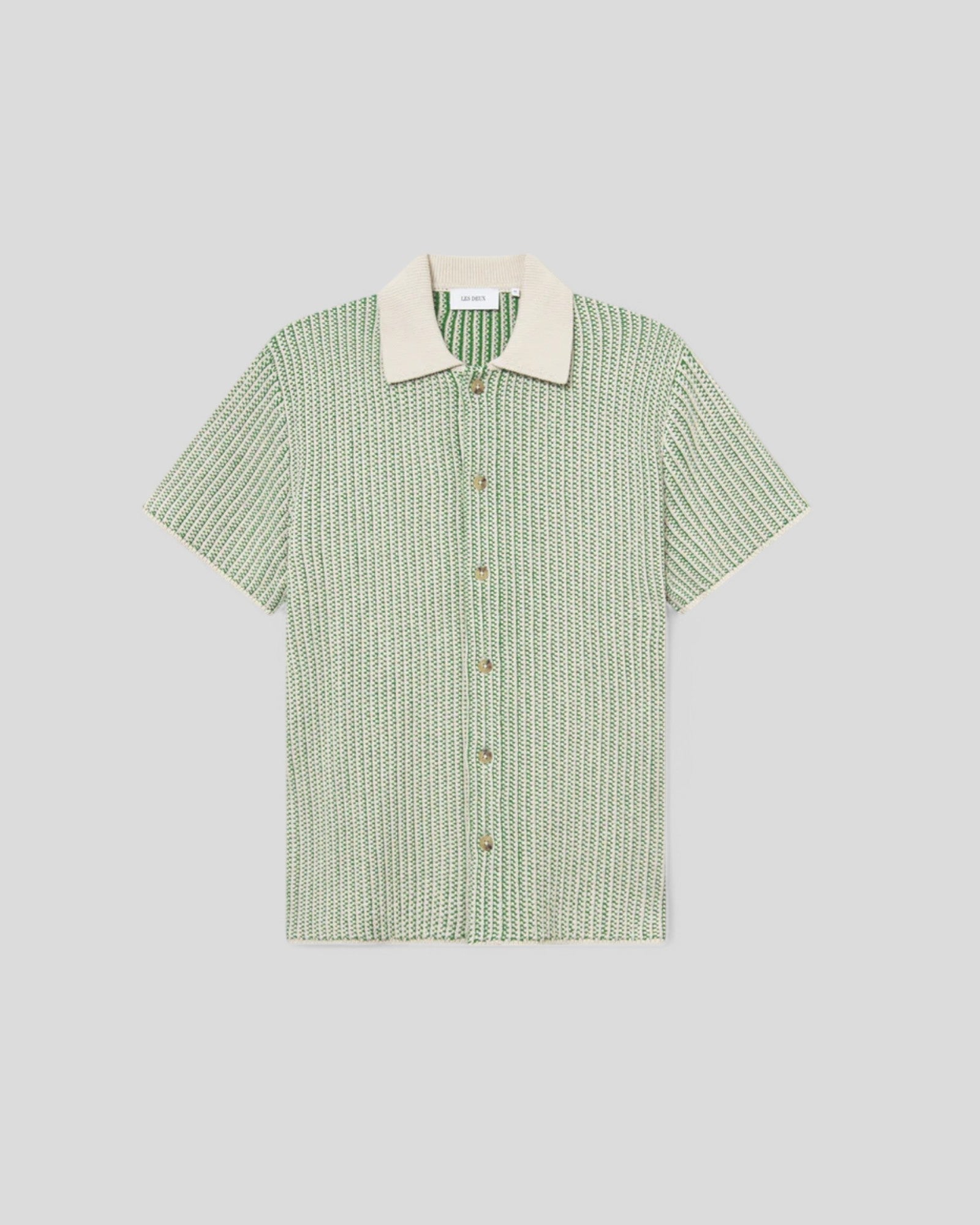 Les Deux || Easton Knitted Shirt - Ivory/ Vintage Green