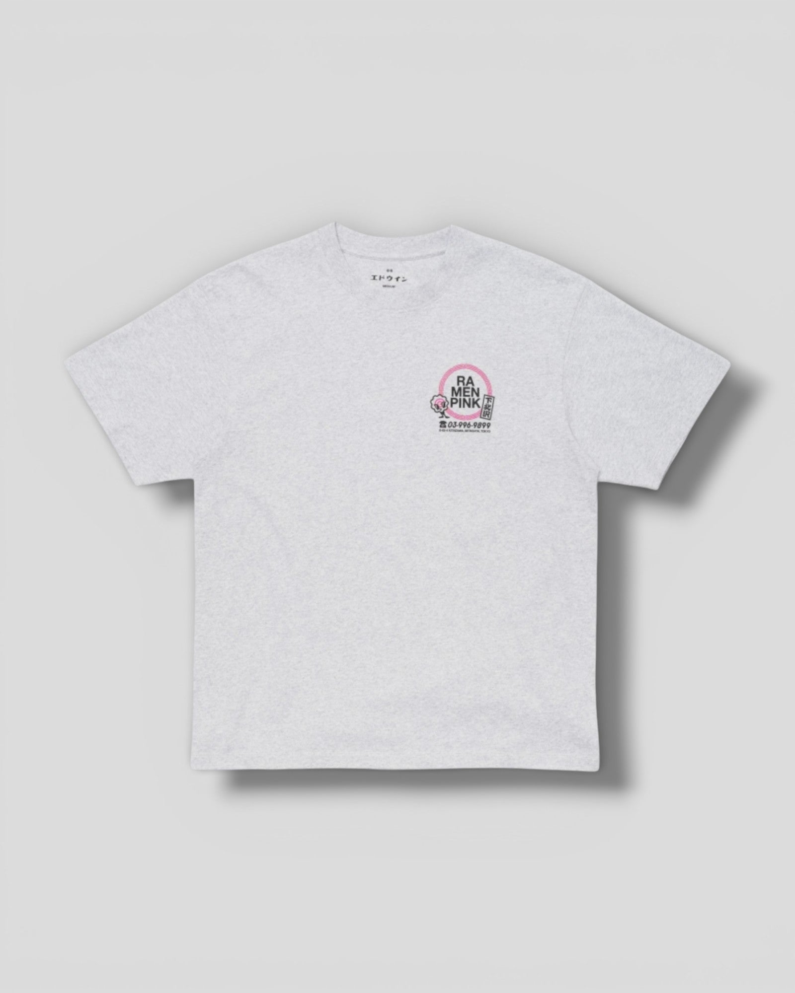 Edwin || Ramen Pink TS - Grey Marl garment washed - M’ Edwin