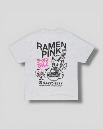 Edwin || Ramen Pink TS - Grey Marl garment washed - M’ Edwin