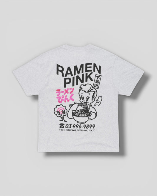 Edwin || Ramen Pink TS - Grey Marl garment washed - M’ Edwin