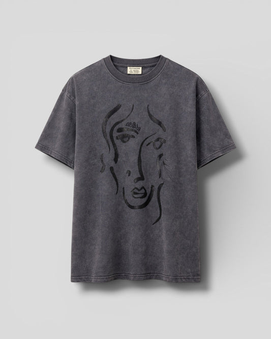 Gouache || Portrait SS Tee - Whased Black Gouache