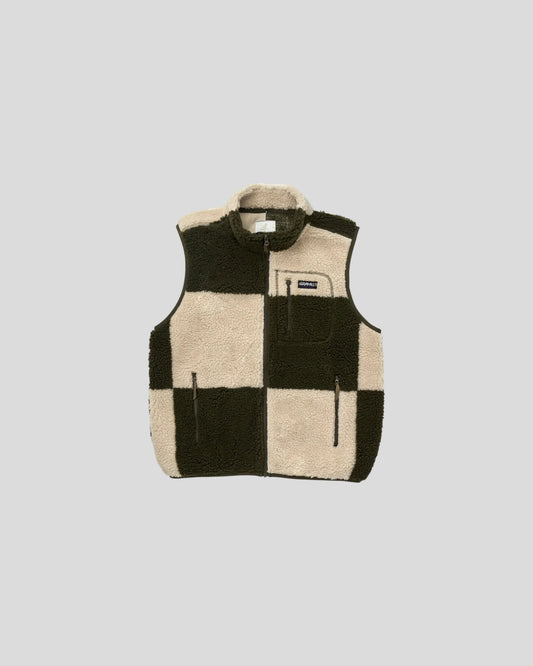Gramicci || Checkered Sherpa Vest - Natural / Olive Check Gramicci