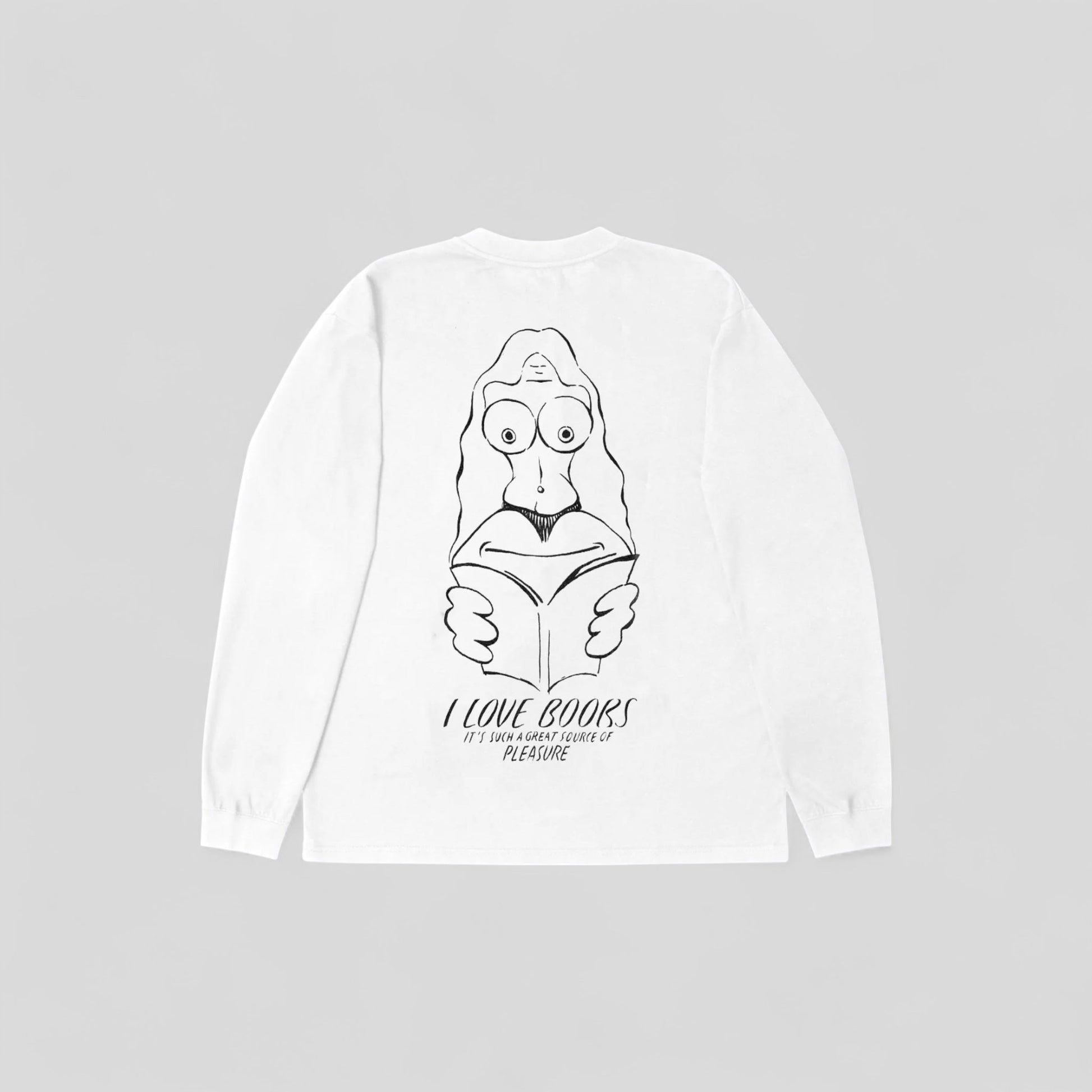 Edwin || I Love Books TS LS - White Garment Washed - M" Edwin