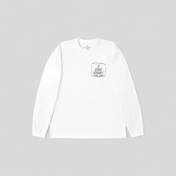 Edwin || I Love Books TS LS - White Garment Washed - M" Edwin