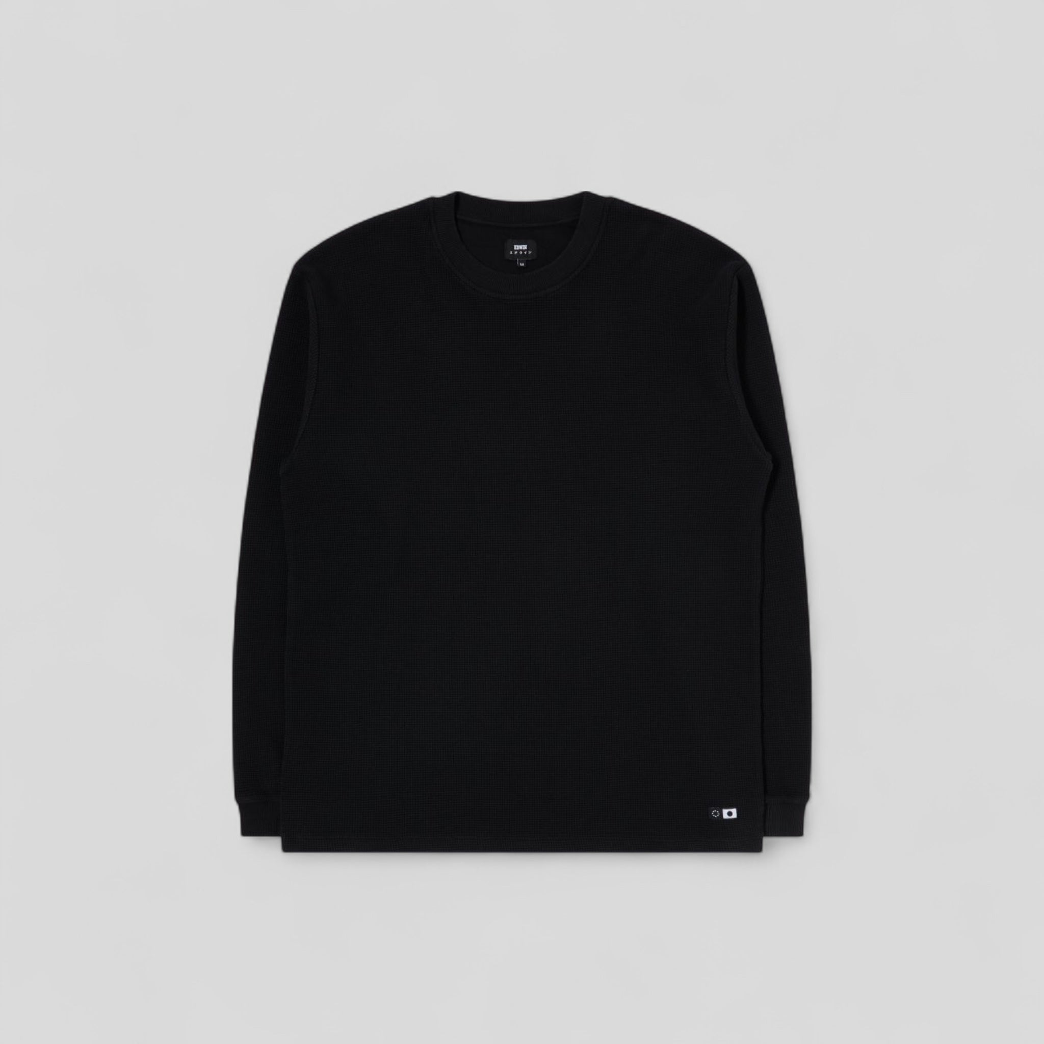 Edwin || Waffle Dizzy TS LS - Black Garment Dyed - M" Edwin
