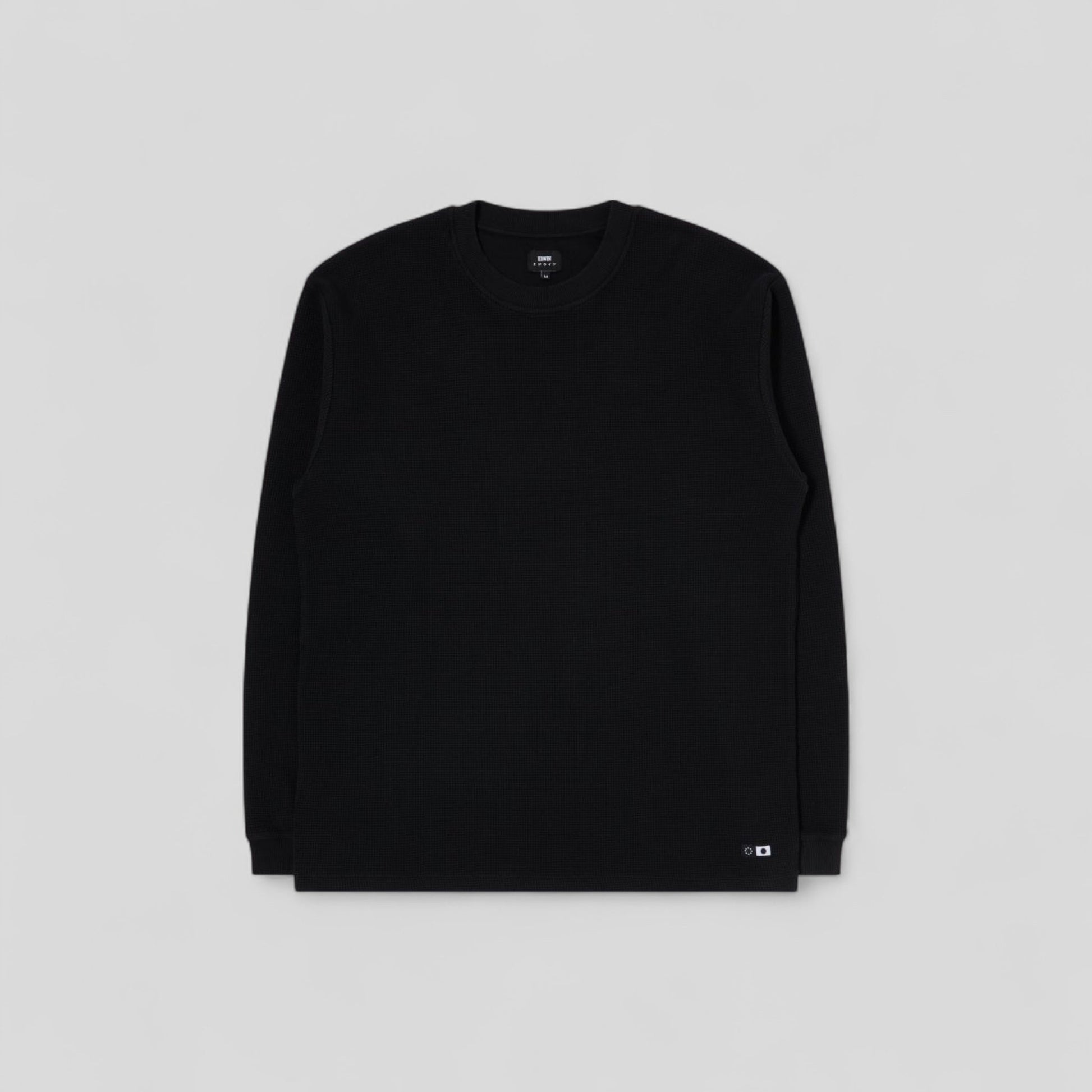 Edwin || Waffle Dizzy TS LS - Black Garment Dyed - M" Edwin