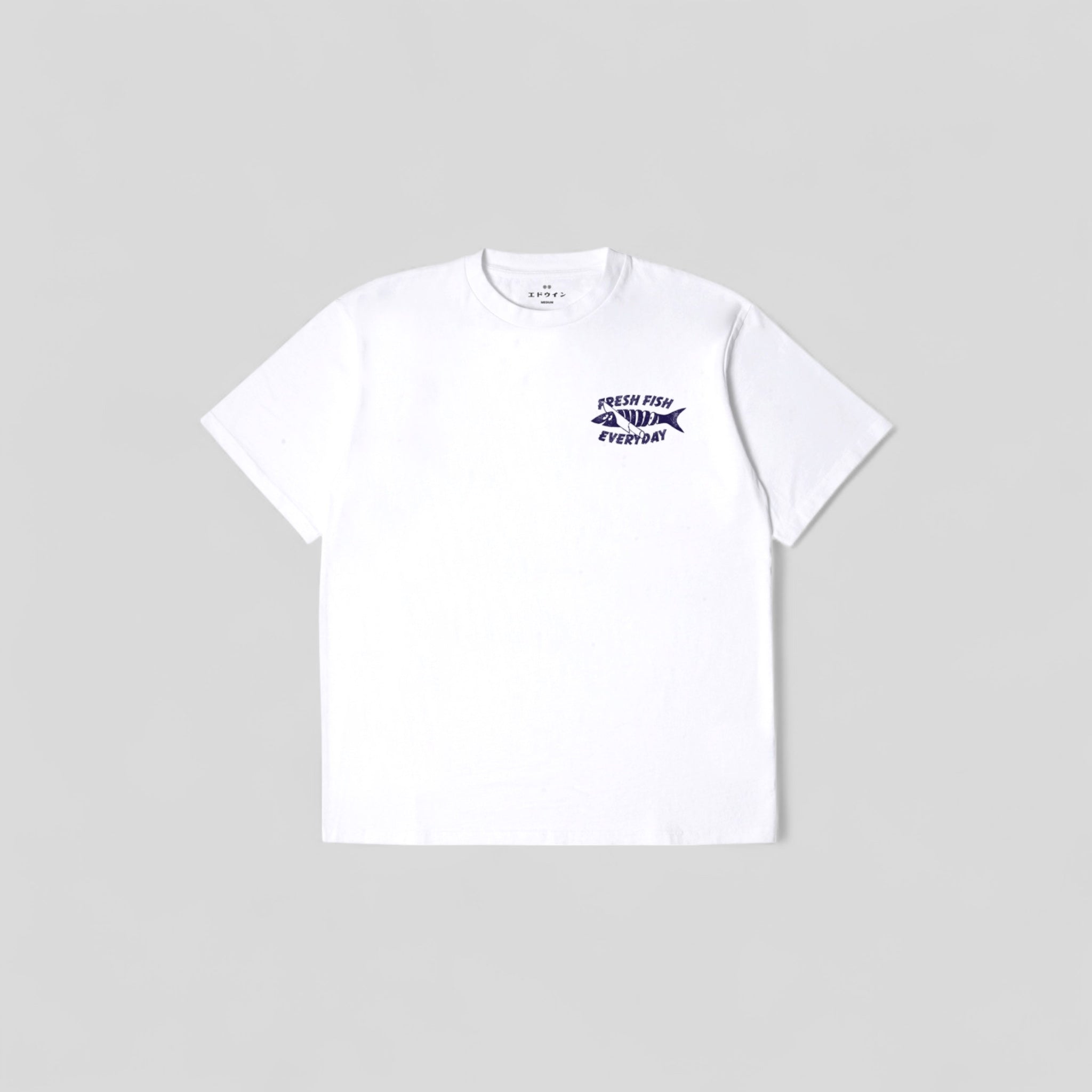 Edwin || Monsieur Sakana TS - White Garment Washed - M" Edwin