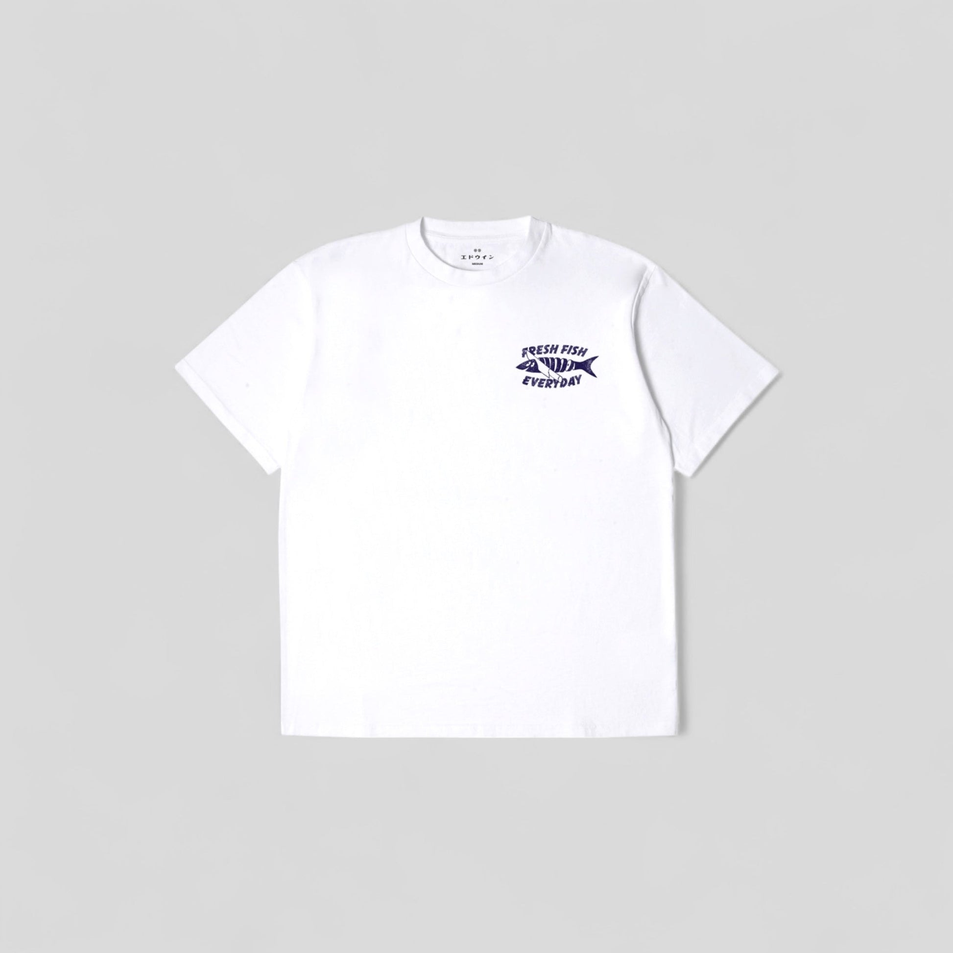 Edwin || Monsieur Sakana TS - White Garment Washed - M" Edwin
