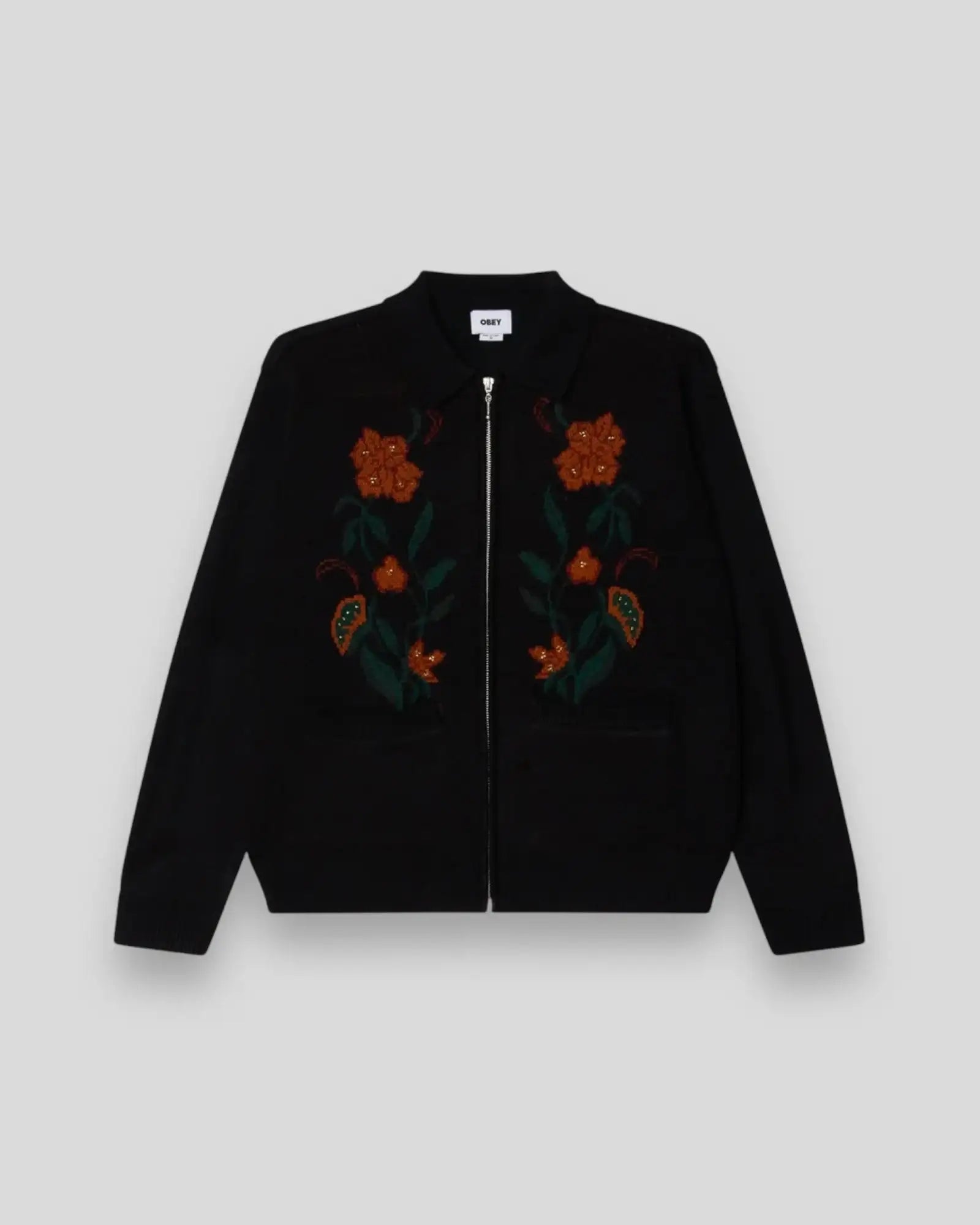 Obey || Floral Zip Cardigan - Black - M’ Obey