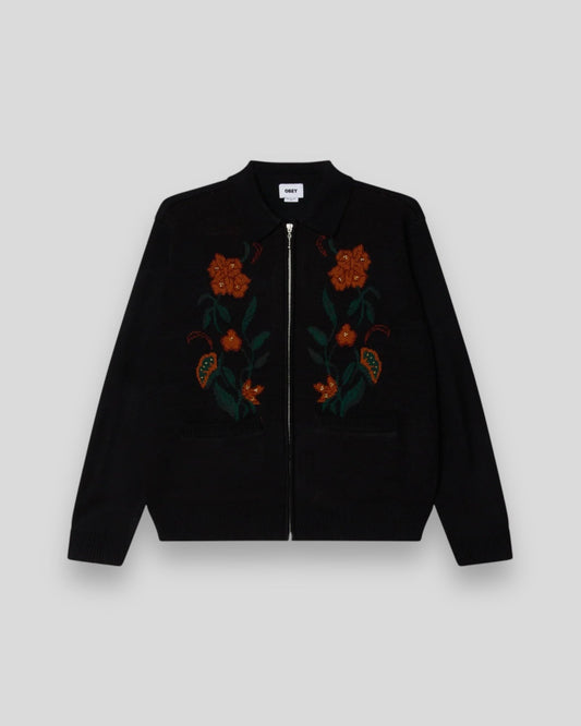 Obey || Floral Zip Cardigan - Black - M’ Obey