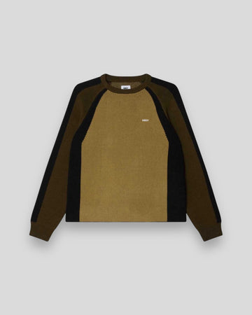 Obey || Raglan Crewneck Sweater - Mermaid Green Multi - M’ Obey