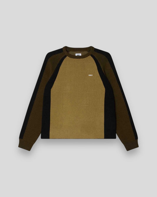 Obey || Raglan Crewneck Sweater - Mermaid Green Multi - M’ Obey