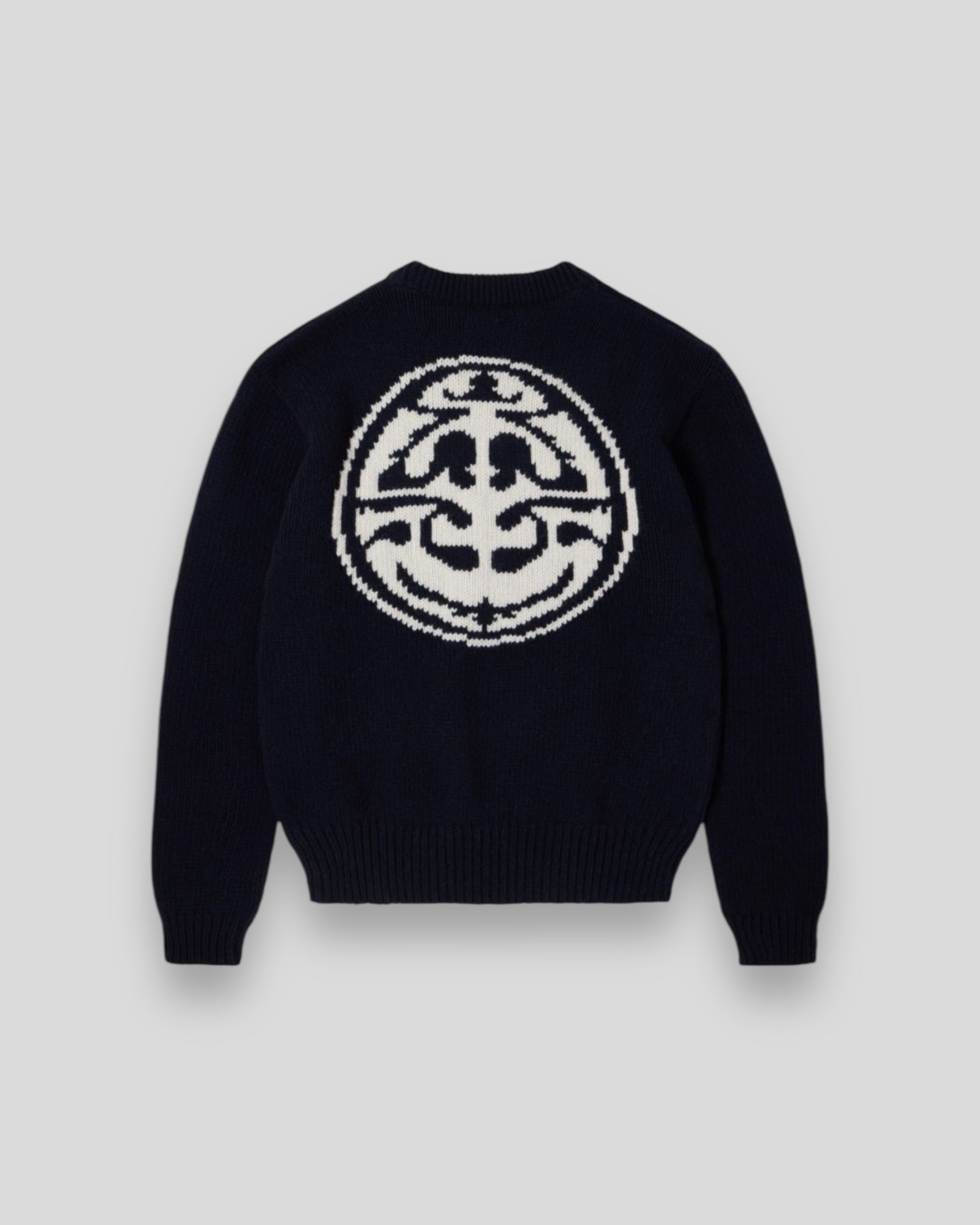 Edwin || Ellis Sweater - Navy / Off White Garment Washed - M’ Edwin
