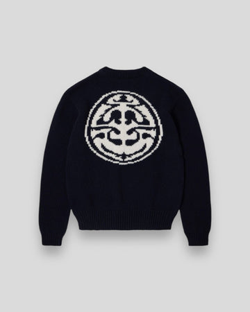 Edwin || Ellis Sweater - Navy / Off White Garment Washed - M’ Edwin