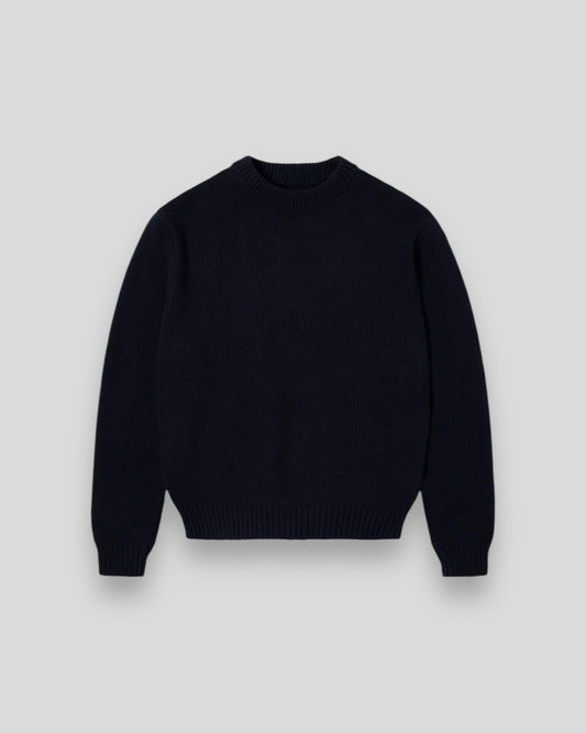 Edwin || Ellis Sweater - Navy / Off White Garment Washed - M’ Edwin