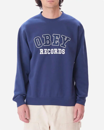 Obey || Obey Records Crew Neck - Academy Navy Obey